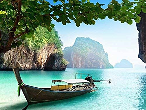 1000 Piece Wooden Jigsaw Puzzle Boat on Small Island in Thailand Large Puzzle Game for Adults and Teenagers38x52CM von TNTEVX