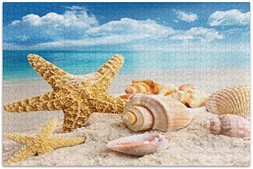 1000 Pieces Jigsaw Puzzles for Adults Kids,Summer Beach Starfish Shell Jigsaw Puzzle Educational Games Home Decoration38x52CM von TNTEVX