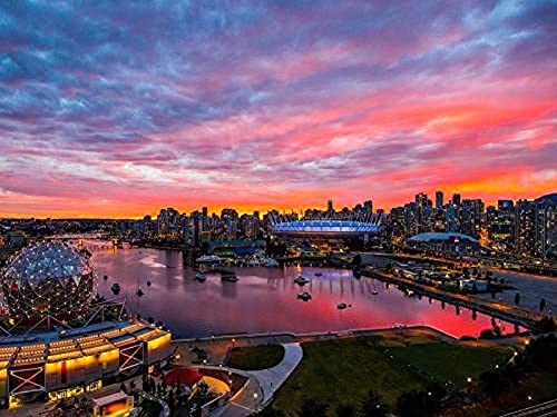 1000-teiliges Holzpuzzle „Sonnenuntergang in Vancouver, BC“, großes Puzzlespiel für Erwachsene und Jugendliche, 26 x 38 cm von TNTEVX