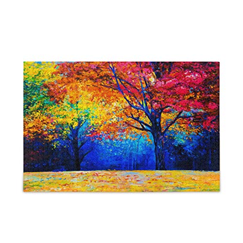 1000-teiliges Puzzle, buntes Herbstbaum-Puzzle, lustiges Spielzeug-Familienspiel zum pädagogischen intellektuellen Entspannen, 26 x 38 cm von TNTEVX