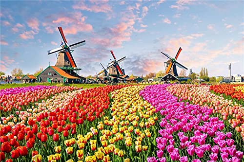 2000 Piece Puzzle Tulip and Pinwheel Puzzle Set Kids Educational Games Entertainment/Tulips and Windmills/2000Pcs38*26cm von TNTEVX