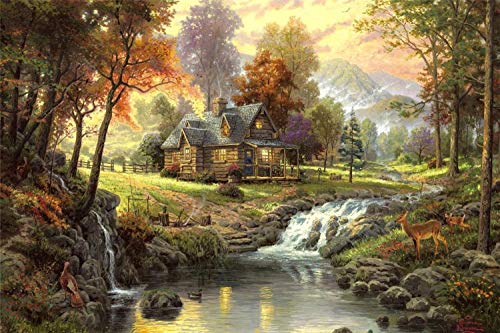 Jigsaw Puzzle 2000 Piece,Thomas Kinkade Autumn House in The Woodsk,for Kids and Adults, Wooden Personalised Assemjigsaw Fun Game38*26cm von TNTEVX