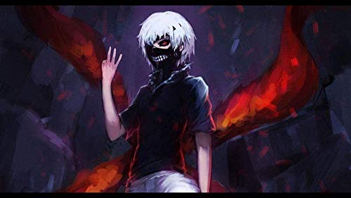 Malen nach Zahlen zum Selbermachen für Erwachsene, Anfänger, buntes Ölgemälde-Set auf Leinwand für Kinder und Erwachsene, Malen nach Zahlen-Sets „Tokyo Ghoul“, 50 x 70 cm von TNTEVX