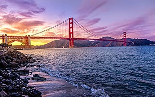 Papery Puzzle 1000 Teile Sonnenuntergang über der Golden Gate Bridge in Kalifornien, Puzzlespiele, Heimdekoration, 50 x 70 cm von TNTEVX