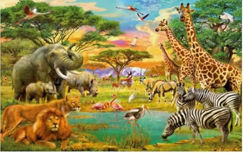 Puzzle 1000 Teile, Buschfarbenes Tierposter, Holz, für Erwachsene und Kinder, Spiele, Lernspielzeug, Kx335Zy, 26 x 38 cm von TNTEVX