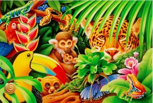 Puzzle 1000 Teile, Buschfarbenes Tierposter, Holz, für Erwachsene und Kinder, Spiele, Lernspielzeug, Kx336Zy, 50 x 70 cm von TNTEVX