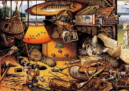 Puzzle 1000 Teile C.Wysocki Kunstwerk Katzenhaus Poster Spielzeug Dekompressionsspiel für Erwachsene 26x38CM von TNTEVX