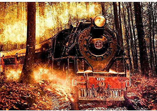 Puzzle 1000 Teile DIY Malpuzzle-Set für Erwachsene Grove Fire Train Puzzles Pädagogisches Lernspiel zum Zusammenbauen 26x38CM von TNTEVX