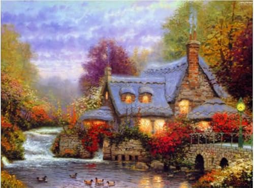 Puzzle 1000 Teile Landschaft Buntes Haus Kunstwerke Poster Holz Für Erwachsene Kinder Spiele Lernspielzeug Kx343Zy 26x38CM von TNTEVX