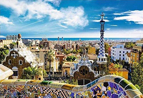 Puzzle 1000 Teile Park Güell, Barcelona Puzzle für Erwachsene 1000 Teile, anspruchsvolles Puzzlespiel/Weihnachten 70 * 50 cm 26x38CM von TNTEVX