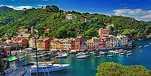 Puzzle 1000 Teile Portofino Italien Unmögliches Puzzle für Erwachsene und Kinder, Empfohlen für Erwachsene und Kinder zur Interaktion, DIY-Spielgeschenk 26x38CM von TNTEVX