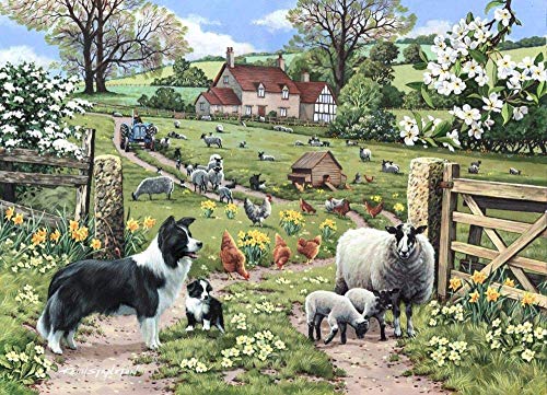 Puzzle 1000 Teile Puzzle Für Erwachsene Kinder Bauernhoftier Hund Lustige Puzzles Unterhaltungsspielzeug DIY Kit Heimdekoration/-/1000Pcs/50 * 75Cm 26x38CM von TNTEVX