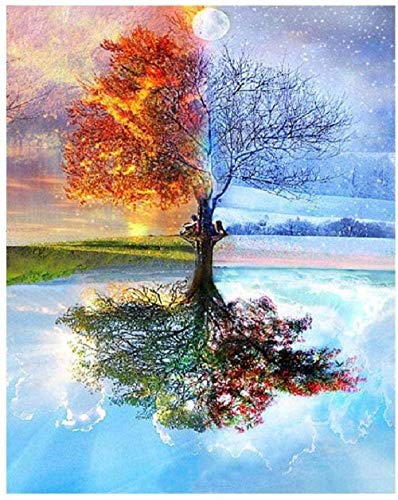 Puzzle 1000 Teile Puzzle für Kinder Erwachsene Bodenpuzzle Vier Jahreszeiten Baumlandschaft Abstrakt Spaß 26x38CM von TNTEVX