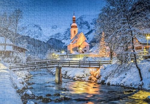 Puzzle 1000 Teile Winter in Deutschland Landschaftsposter Puzzle für Erwachsene Familiendekompressionsspiele Qw13Zp 50x70CM von TNTEVX