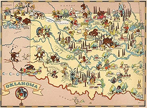 Puzzle 1000 Teile für Erwachsene Oklahoma Lern- und Spielkarte Dekorative Gemälde 50x70CM von TNTEVX