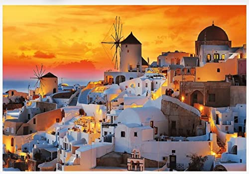 Puzzle 1000 Teile für Erwachsene - Santorini-Sonnenuntergang-Puzzle für Familienaktivitäten, Spiele, 50 x 70 cm von TNTEVX