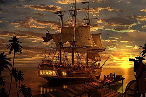 Puzzle für Erwachsene, 1000 Teile, Puzzle, Piratenschiff-Puzzle, Familiendekoration, 50 x 70 cm von TNTEVX