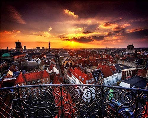 Puzzle für Erwachsene, 1000 Teile, Puzzle, Puzzle für Erwachsene, klassisches 3D-Puzzle, Kopenhagen, Sonnenuntergang, DIY, Moderne Künstler-Heimdekoration, 38 x 52 cm von TNTEVX