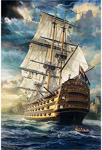 Puzzle für Erwachsene, 1000 Teile, Segelboot, pädagogisches, intellektuelles Dekomprimierungsspielzeug, lustiges Familienspiel für Kinder und Erwachsene, 50 x 75 cm, 26 x 38 cm von TNTEVX