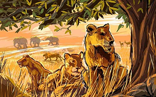 Puzzle für Erwachsene, 1000 Teile, afrikanischer Tierlöwe, Lernspielzeug, Freizeit-DIY-Spiel, Geschenk, Puzzle, 50 x 70 cm von TNTEVX