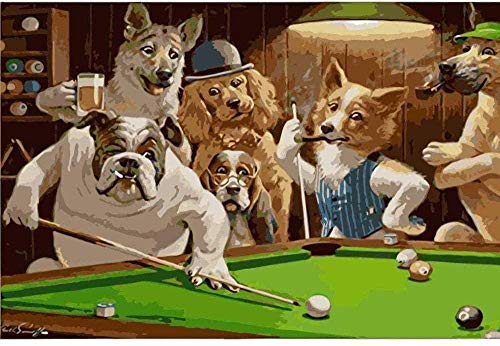 Puzzle für Erwachsene, Puzzle 1000 Teile, Puzzle für Erwachsene, 1000 Teile, Hunde Spielen Billard, Tier-Cartoon-Modell, 50 x 75 cm, 26 x 38 cm von TNTEVX