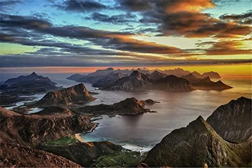 Puzzle für Erwachsene 1000 Teile, Sonnenuntergang auf den Lofoten-Inseln, Holzpuzzle-Spielzeug, Entdecken Sie Kreativität und Problemlösung, 26 x 38 cm von TNTEVX