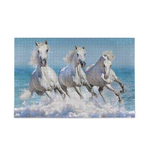 Puzzle mit 1000 Teilen, Tier-Puzzle mit weißem Pferd, lustiges Spielzeug-Familienspiel zum pädagogischen, intellektuellen Entspannen, 26 x 38 cm Puzzle mit 1000 Teilen, Tier-Puzzle mit weißem Pferd, lustiges Spielzeug-Familienspiel zum pädagogischen, intellektuellen Entspannen, 26 x 38 cm von TNTEVX
