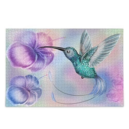 Sphummingbird-Flug-Puzzle, Lilienblume, Sonnenblume, 1000 Teile, Puzzle, pädagogisches, intellektuelles, entspannendes Spaßspiel für Kinder, Erwachsene, Heim-Wanddekoration, 38 x 52 cm von TNTEVX