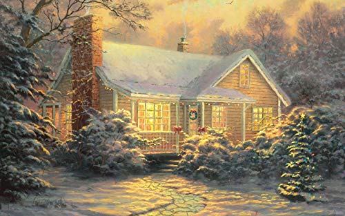 Wooden Adult Puzzle 2000 Pieces Christmas Cottage by Thomas Kinkade Home Art Deco Game Educational38*26cm von TNTEVX