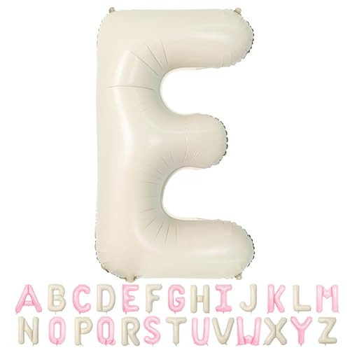 Folienballon Buchstaben E Beige, 100cm XXL Creme Weiß Helium Luftballon E, Große Alphabet Ballons Buchstabe E Sandweiß, für Geburtstag Hochzeit Jubiläum Babyparty Taufe Party Deko JGA Geschenk von TNYKER