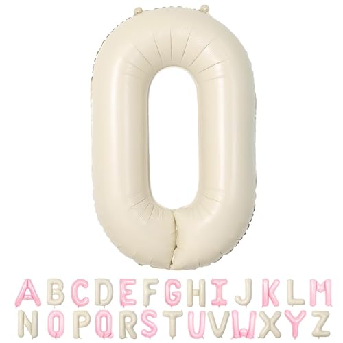 Folienballon Buchstaben O Beige, 100cm XXL Creme Weiß Helium Luftballon O, Große Alphabet Ballons Buchstabe O Sandweiß, für Geburtstag Hochzeit Jubiläum Babyparty Taufe Party Deko JGA Geschenk von TNYKER