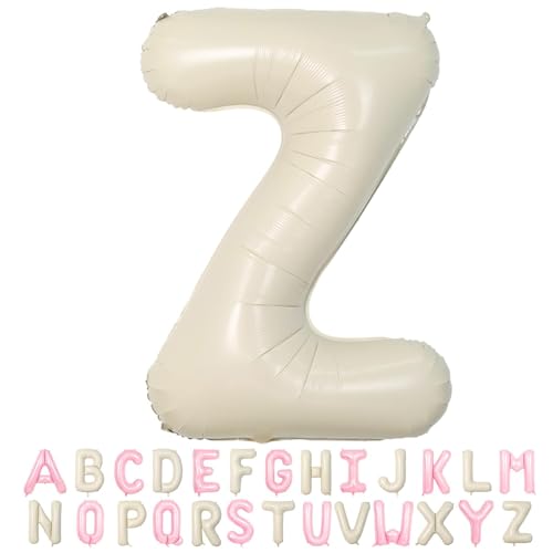 Folienballon Buchstaben Z Beige, 100cm XXL Creme Weiß Helium Luftballon Z, Große Alphabet Ballons Buchstabe Z Sandweiß, für Geburtstag Hochzeit Jubiläum Babyparty Taufe Party Deko JGA Geschenk von TNYKER