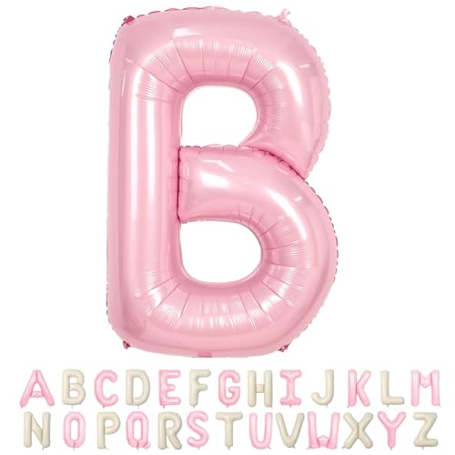 Folienballon Buchstaben B Rosa, 100cm XXL Pastell Rosa Helium Luftballon B, Große Alphabet Ballons Buchstabe B Pink, für Mädchen Geburtstag Hochzeit Jubiläum Babyparty Taufe Party Deko von TNYKER