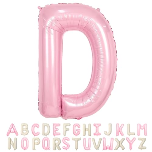 Folienballon Buchstaben D Rosa, 100cm XXL Pastell Rosa Helium Luftballon D, Große Alphabet Ballons Buchstabe D Pink, für Mädchen Geburtstag Hochzeit Jubiläum Babyparty Taufe Party Deko von TNYKER