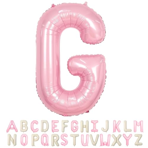 Folienballon Buchstaben G Rosa, 100cm XXL Pastell Rosa Helium Luftballon G, Große Alphabet Ballons Buchstabe G Pink, für Mädchen Geburtstag Hochzeit Jubiläum Babyparty Taufe Party Deko von TNYKER