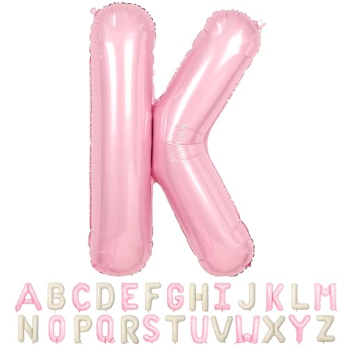 Folienballon Buchstaben K Rosa, 100cm XXL Pastell Rosa Helium Luftballon K, Große Alphabet Ballons Buchstabe K Pink, für Mädchen Geburtstag Hochzeit Jubiläum Babyparty Taufe Party Deko von TNYKER