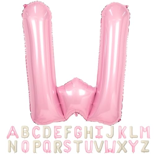 Folienballon Buchstaben Rosa W, 40 Zoll XXL Pastell Rosa Buchstaben Luftballon W, Große Alphabet Ballons Buchstabe W Pink, für Mädchen Geburtstag Hochzeit Jubiläum Babyparty Taufe Party Deko von TNYKER