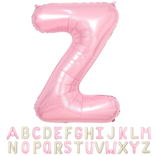 Folienballon Buchstaben Z Rosa, 100cm XXL Pastell Rosa Helium Luftballon Z, Große Alphabet Ballons Buchstabe Z Pink, für Mädchen Geburtstag Hochzeit Jubiläum Babyparty Taufe Party Deko von TNYKER