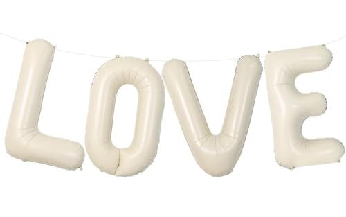 LOVE Folienballon Beige, 40 Zoll XXL Pastell Beige Buchstaben LOVE Helium Luftballon, Verlobung Ballon für Mädchen Hochzeitsdeko Valentinstag JGA Deko Hen Party Deko von TNYKER