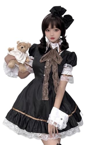 TO KU TOO YUO 5 Stück Gothic Lolita Kleid Spitze Court Röcke Anime Cosplay Kostüm Halloween Party Kostüm für Frauen (M) von TO KU TOO YUO