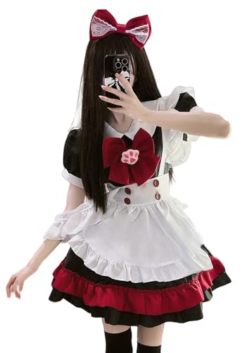 TO KU TOO YUO 5PCS Maid Outfit Lolita Maid Dress Anime Cosplay Kostüm Set Sweet Maid Fancy Dress Kostüm für Frauen (S) von TO KU TOO YUO