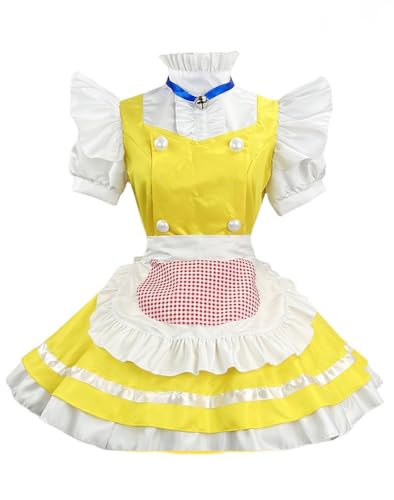 TO KU TOO YUO 5PCS Maid Outfit Lolita Maid Kleid Gelb Weiß Kleid Set Anime Cosplay Kostüm Set Fancy Dress Kostüm für Frauen (M) von TO KU TOO YUO