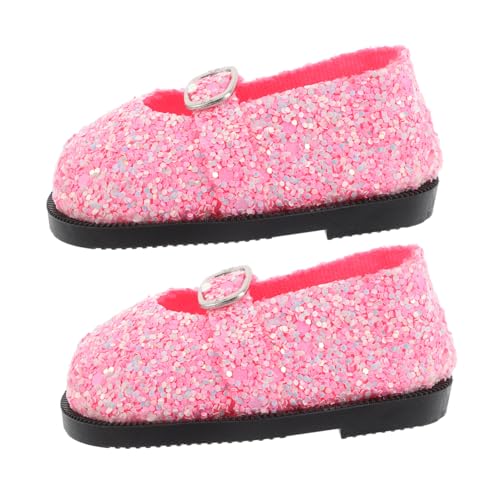 TOBBOMEY 1 Paar Puppenschuhe Puppenkleidung Puppen Outfit Mini Schuhe Mode für Puppen Glitzer Schuhe Puppendekorationszubehör winzige Schuhe Schuh für Puppen Minischuhe für Puppe Rosa von TOBBOMEY