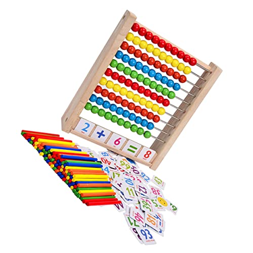 TOBBOMEY 1 Set Multifunktionaler Holzrechen Abacus Lernhilfe Mathe Bildungstools Für 100 Zählstäbe Für Frühes Lernen Und Mathematische Fähigkeiten von TOBBOMEY