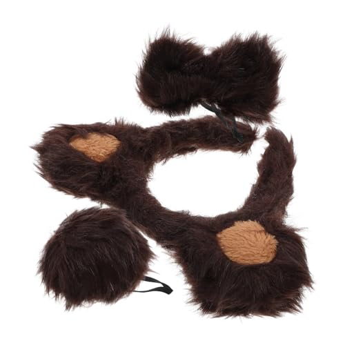 TOBBOMEY 1 Satz Bärenkostüm Kostüme Cosplay Maskerade-bär-stirnband Schweineohren Stirnband Chipmunk-kostüm Halloween-bärenschwanz Tragen Hundestirnband Flauschiges Tierset Dark Brown Stoff von TOBBOMEY