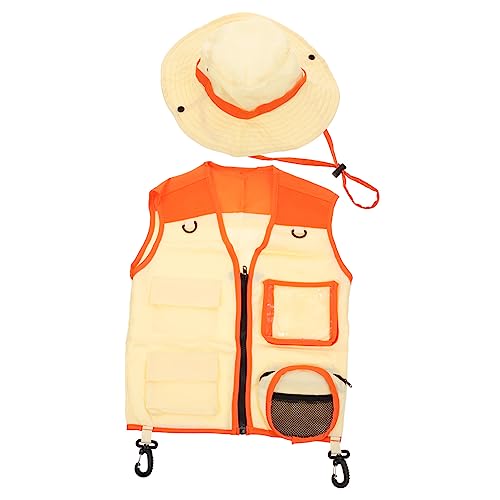 TOBBOMEY 1 Satz Entdeckerkleidung Outdoor draußen Kleinkinder Sonnenhut Fernglas für Explorer Outdoor-Hut-Kit Outdoor Explorer Spielzeugweste Orange von TOBBOMEY