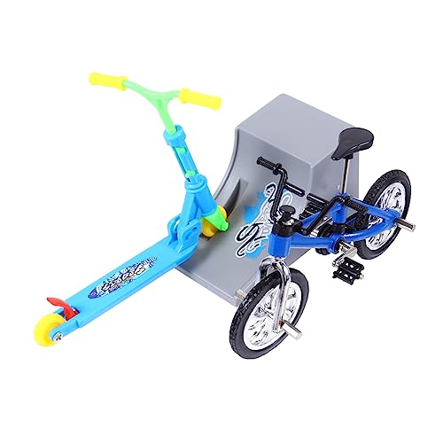 TOBBOMEY 1 Satz Fingerrad Fahrrad für Kinder Haustier Spielzeug Mini-Skateboard Finger Skateboard Set Finger Scooter Lernspielzeug für Kinder Mini-Fingerbike-Modell Aluminiumlegierung Blue von TOBBOMEY