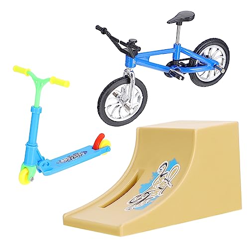 TOBBOMEY 1 Satz Fingerrad Sportroller Finger-Skateboard-rampen Finger-Scooter-Spielzeug Miniatur-Skateboard-Spielzeug Kinderroller Griffbrett Minirampe Fingerscooter Aluminiumlegierung Blue von TOBBOMEY