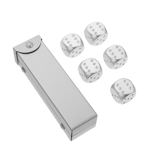 TOBBOMEY 1 Satz Metallwürfel Mini-Spielzeug Partyspiel Punktwürfel Desktop-Spielzeug Würfel-stütze Ktv Würfelt Spielzeug Partyspiele Würfel Pokerspiele Würfel Aluminiumlegierung Silver von TOBBOMEY