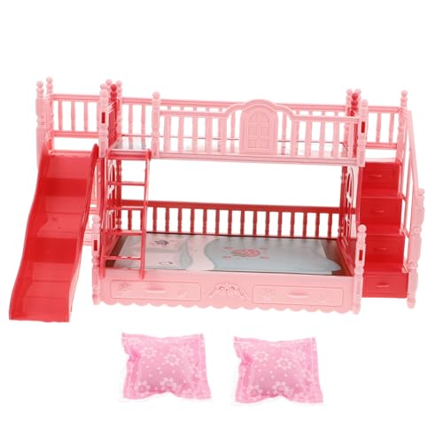 TOBBOMEY 1 Satz Puppenbett 1 Puppenhausmöbel Im Maßstab 12 Spielzeugbett Puppenstubenmöbel Maßstab 1 12 Puppenminibett Mini-hausbett Minibett Für Puppen Mini-hausaccessoire Rosa Plastik von TOBBOMEY